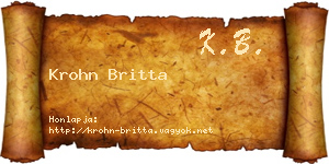 Krohn Britta névjegykártya